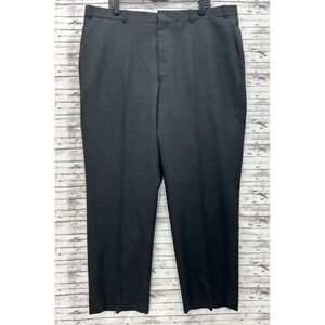 LL Bean Pants Mens 40X30 Wool Dress Trousers Flat Front Classic Fit Dark Gray